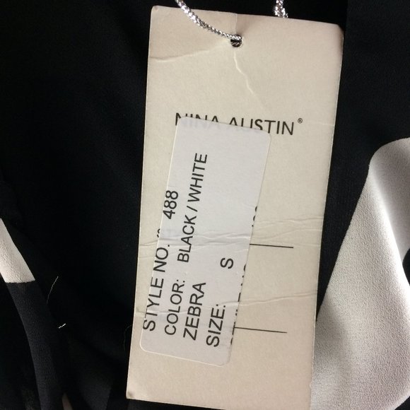 SOLD Nina Austin Black White Zebra Long Gown Sz S - Picture 7 of 8